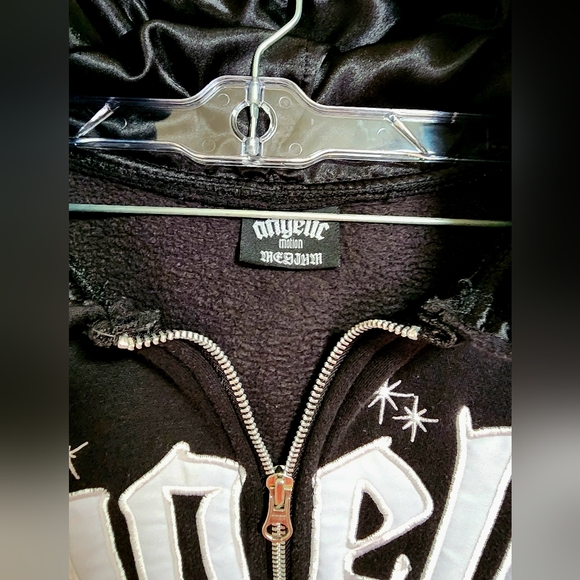 Angelic Motion Black Onyx Zipup Hoodie Mens Size M - Picture 7 of 8